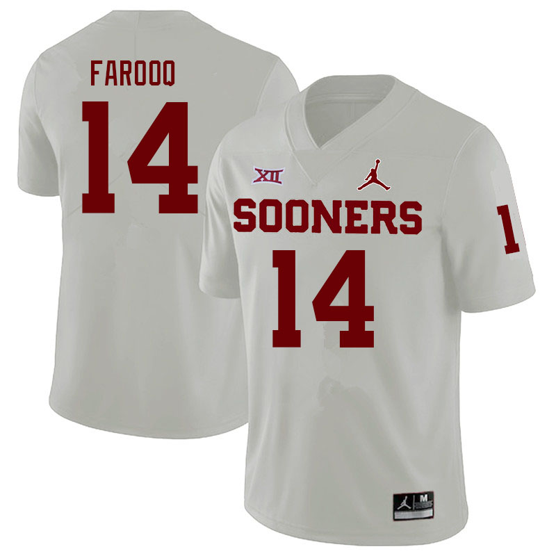 Men #14 Jalil Farooq Oklahoma Sooners College Football Jerseys Sale-White - Click Image to Close